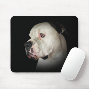 American Bulldog On Black  Mouse Pad