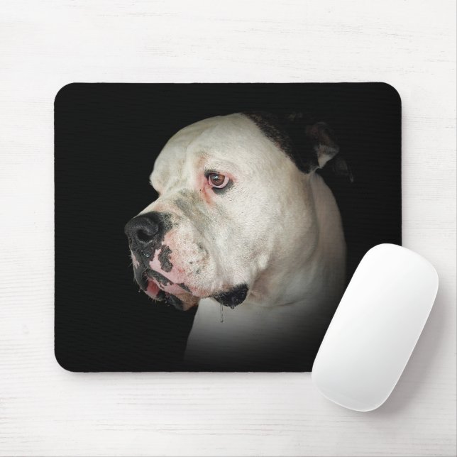 American Bulldog On Black  Mouse Pad (With Mouse)