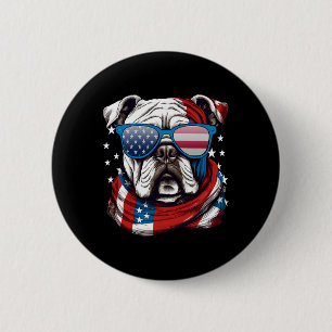 American Bulldog Patriotic 4th Of July Dog Lovers 6 Cm Round Badge