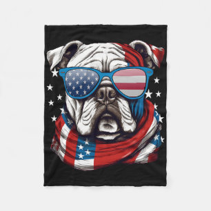 American Bulldog Patriotic 4th Of July Dog Lovers  Fleece Blanket