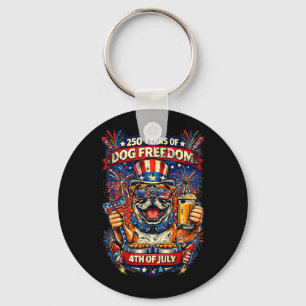 American Bulldog Pride 250 Years Design Patriotic Key Ring