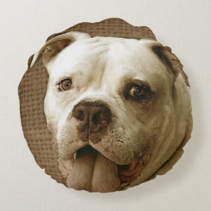 American Bulldog round pillow