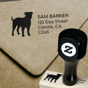 American Bulldog Silhouette Return Address Rubber Stamp