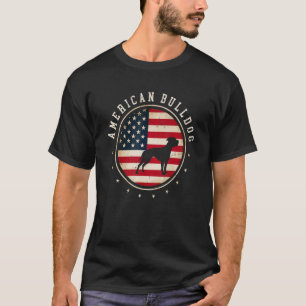 American Bulldog Usa Flag 4th July Dog Mum Dad T-Shirt
