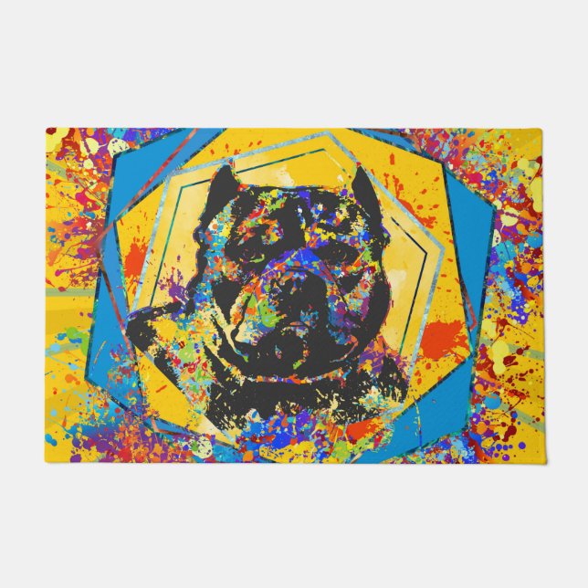 American Bully Abstract Mixed Media Doormat (Front)