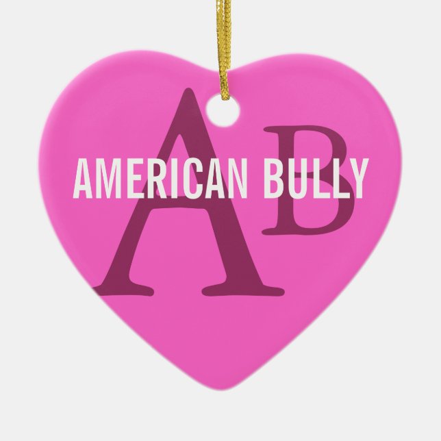 American Bully Breed Monogram Ceramic Tree Decoration (Front)