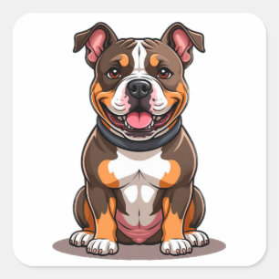 American Bully Cute Puppy Style Square Sticker
