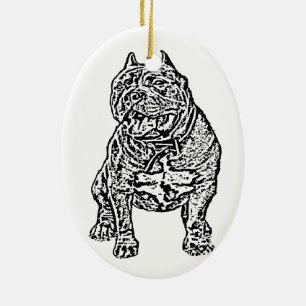 American Bully Dog Ceramic Tree Decoration