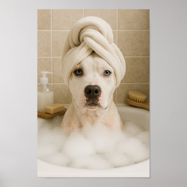 american bully dog cute funny bathroom decor (Front)