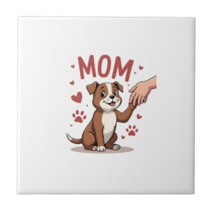 American Bully Mom Cute Dog Mama Funny Women Ceramic Tile