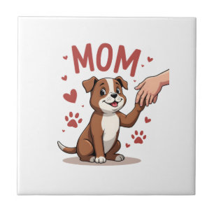 American Bully Mom Cute Dog Mama Funny Women Ceramic Tile