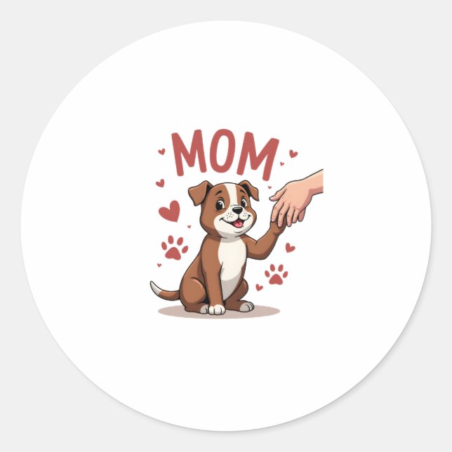 American Bully Mum Cute Dog Mama Funny Women Classic Round Sticker (Front)