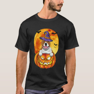 American Bully Witch Pumpkin Halloween Dog T-Shirt