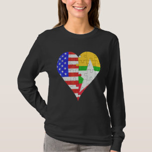 American Burmese Flag Heart T-Shirt