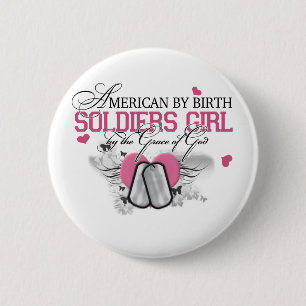 American by Birth Soldier 6 Cm Round Badge