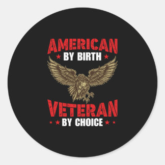 American By Birth Veteran Classic Round Sticker