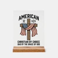 American by Faith Christian Dad Patriotic Cross Sh