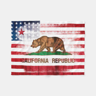 American Californian Flag   Wood & Paintstrokes Fleece Blanket