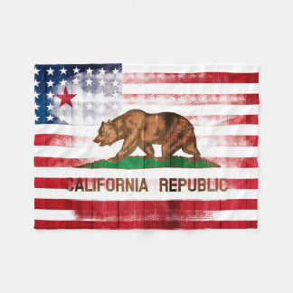 American Californian Flag | Wood & Paintstrokes Fleece Blanket