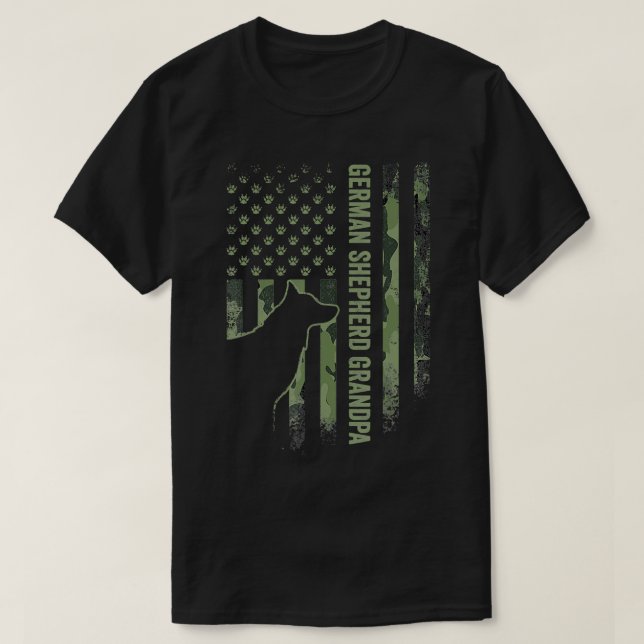 American Camo Flag Proud German Shepherd Grandpa S T-Shirt (Design Front)