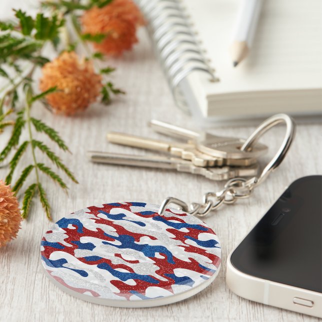 American Camo July 4th Glitter Key Ring (Front Right)
