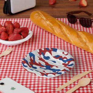 American Camo July 4th Glitter Paper Plate
