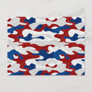American Camo July 4th Glitter Postcard