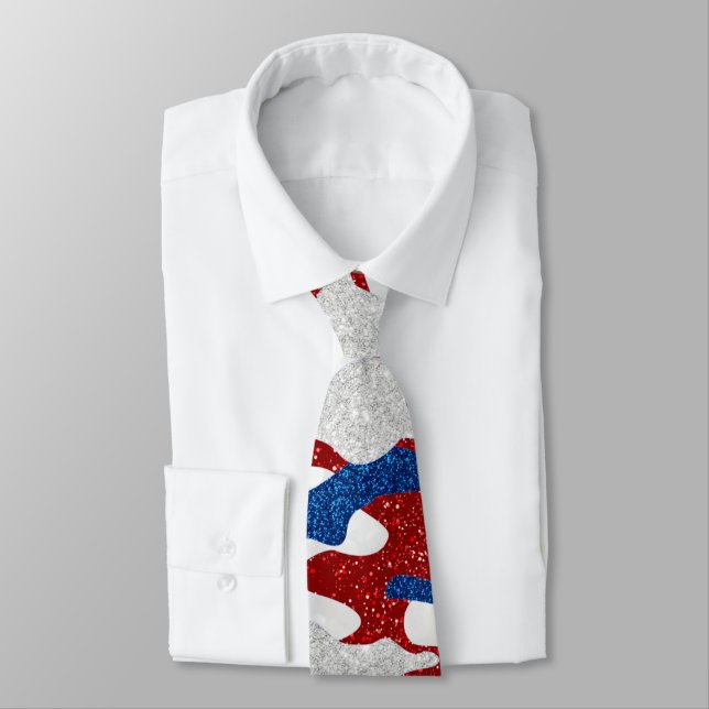 American Camo July 4th Glitter Tie (Tied)
