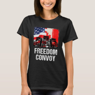 American & Canada Flag Freedom Convoy 2022 Trucker T-Shirt