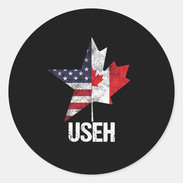 American Canadian Canada United States USA Flag US Classic Round Sticker (Front)
