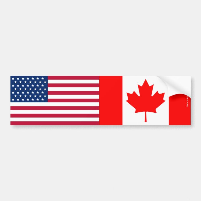 American & Canadian Flags Bumper Sticker (Front)