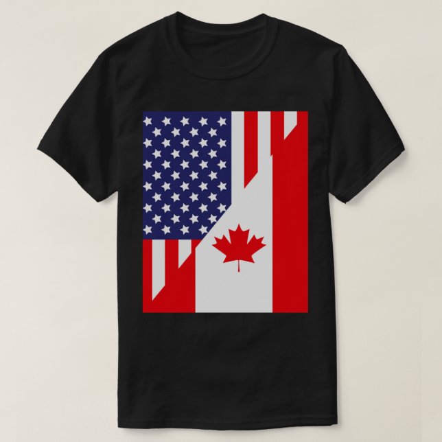 American Canadian Friendship US Flag Canada T-Shirt (Design Front)