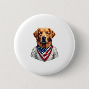 American Canine Golden Retriever Vintage Tee 6 Cm Round Badge