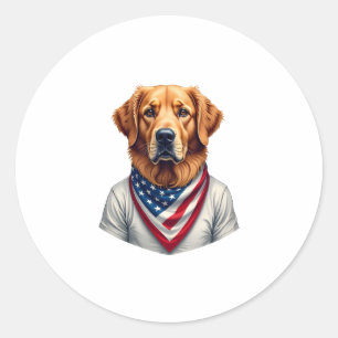 American Canine Golden Retriever Vintage Tee Classic Round Sticker