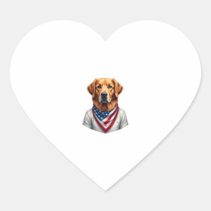 American Canine Golden Retriever Vintage Tee Heart Sticker