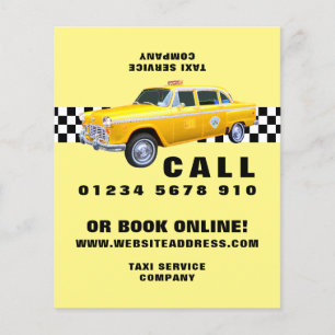 American Cartoon Style Yellow Taxi with Price List Flyer