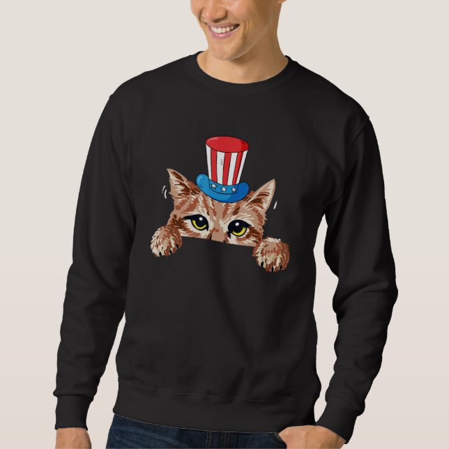 American Cat 4th Of July Funny Kitten Kitty Patrio Sweatshirt (Front)