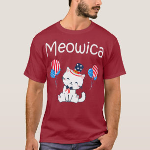 American Cat 4th Of July Patriotic Meowica For T-Shirt