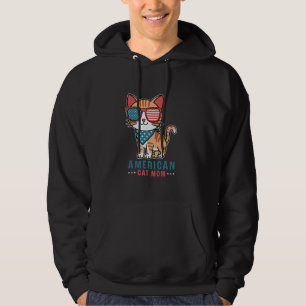 American Cat Mum Funny Patriotic Kitty Sunglasses  Hoodie