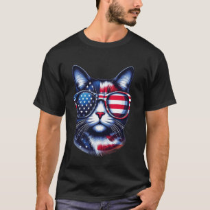 American Cat Sunglasses USA Flag 4th of July Cat G T-Shirt