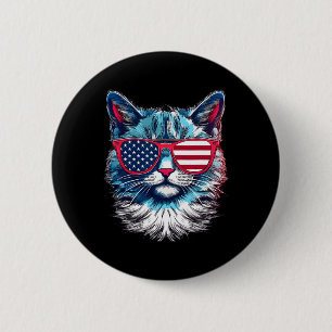 American Cat Sungles Usa Flag 4th Of July Cat Grap 6 Cm Round Badge