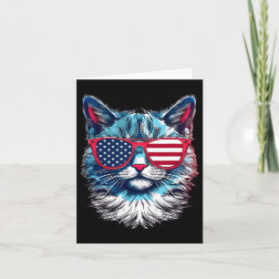 American Cat Sungles Usa Flag 4th Of July Cat Grap Card