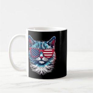 American Cat Sungles Usa Flag 4th Of July Cat Grap Coffee Mug