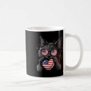 American Cat USA Flag Red White Blue Patriotic 4th Coffee Mug