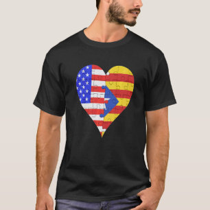 American Catalan Flag Heart T-Shirt