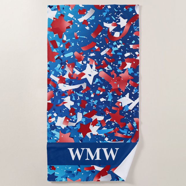 American Celebration Monogramed Beach Towel (Front)