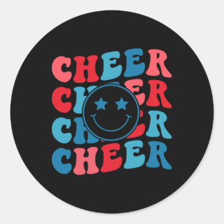 American Cheer Girl Cheerleading Retro Groovy Chee Classic Round Sticker