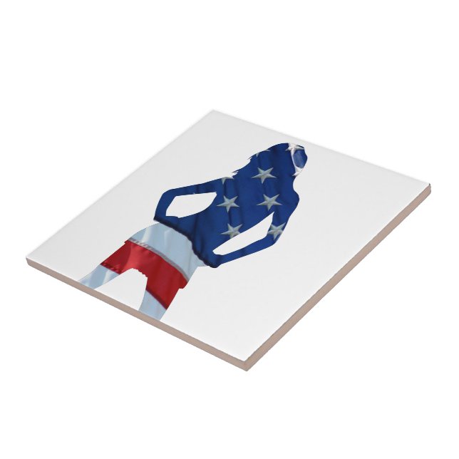 American cheerleader on any colour ceramic tile (Side)