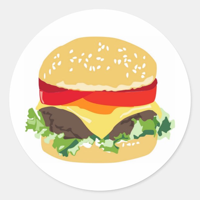 American cheeseburger classic round sticker (Front)