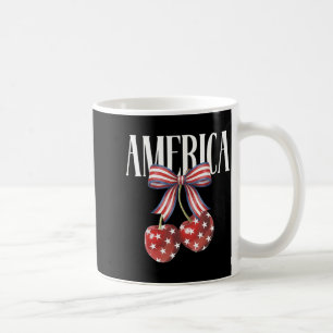 American Cherry Pie Bow Coquette Patriotic 4th of Coffee Mug